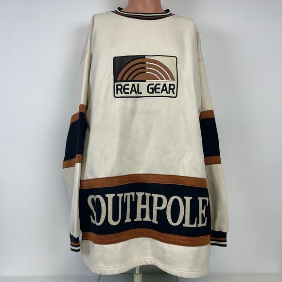 Vintage Southpole Real Deal Crewneck Sweatshirt Mens Size 2XL Embroidered Y2K - Picture 2 of 4